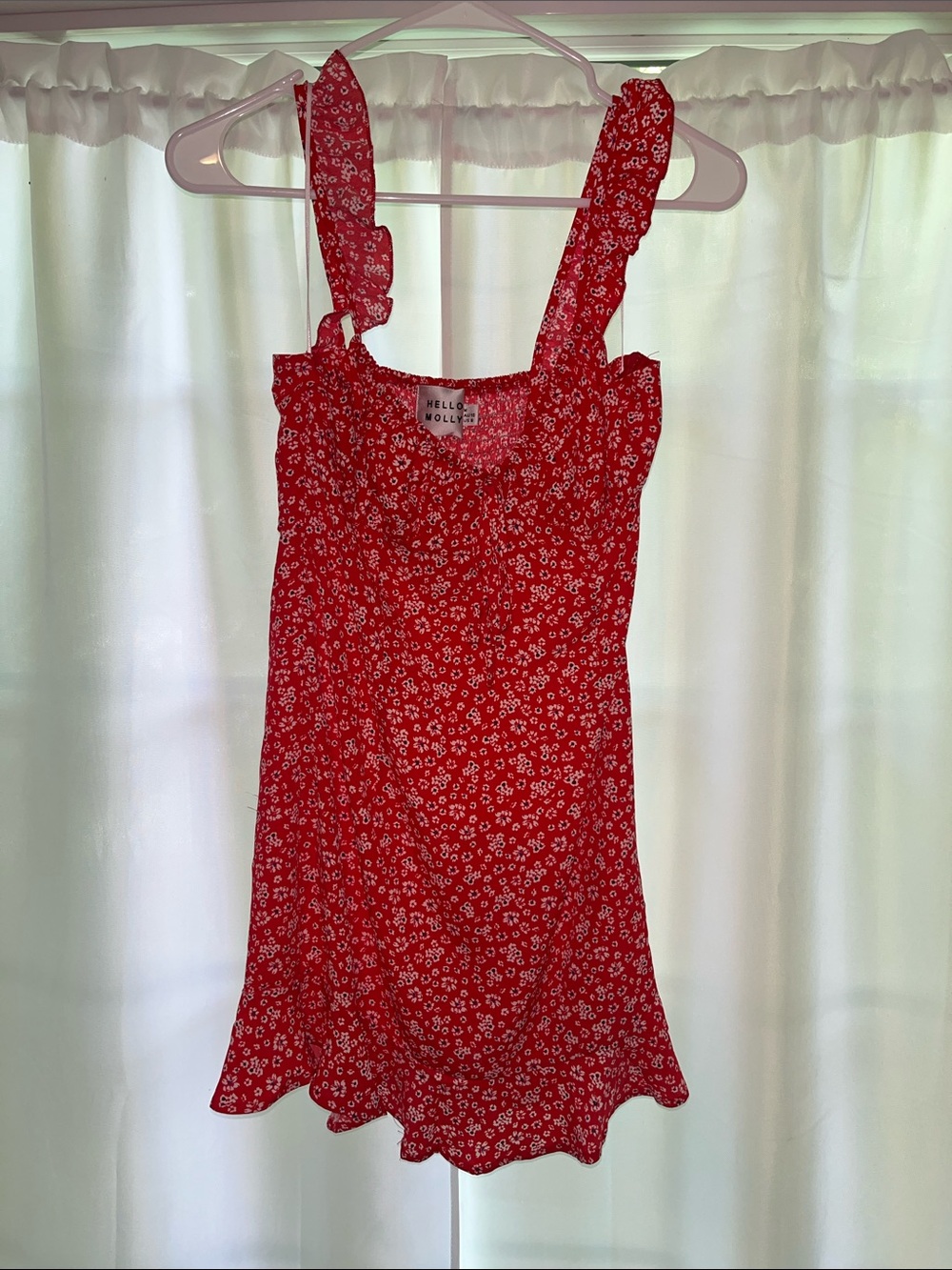 Hello Molly Red Floral Ruffle Mini Dress